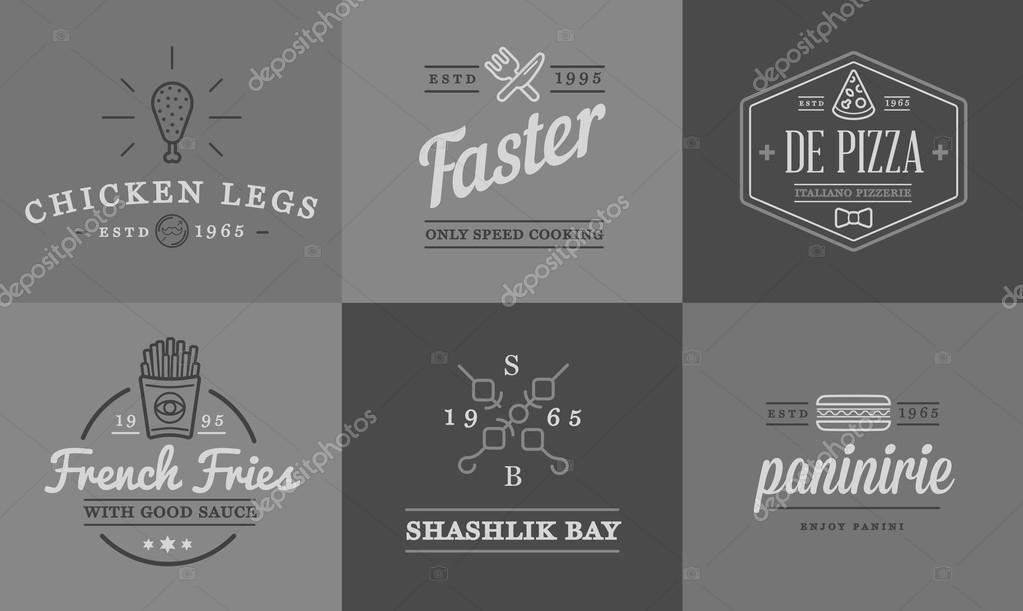 Set of Vector Fastfood Fast Food Elements Icons and Equipment as Illustration can be used as Logo or Icon in premium quality