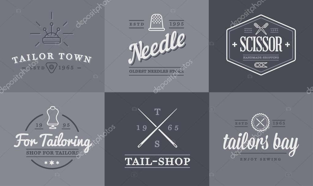 Set of Vector Tailoring Tailor Sew Elements and Sewing Knitting Illustration can be used as Logo or Icon in premium quality