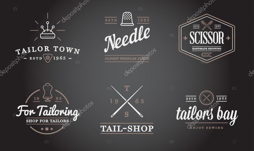 Set of Vector Tailoring Tailor Sew Elements and Sewing Knitting Illustration can be used as Logo or Icon in premium quality