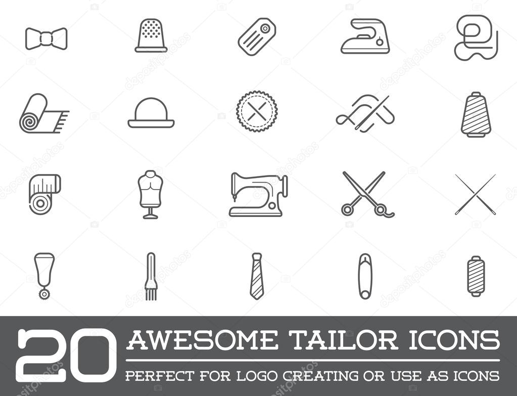 Set of Vector Tailoring Tailor Sew Elements and Sewing Knitting Illustration can be used as Logo or Icon in premium quality