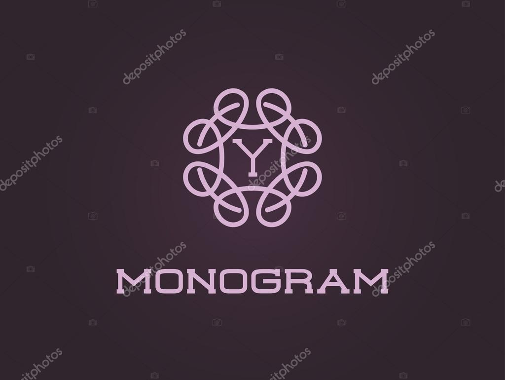 Compact Monogram Design Template with Letter Y. Vector Illustration Premium Elegant Quality