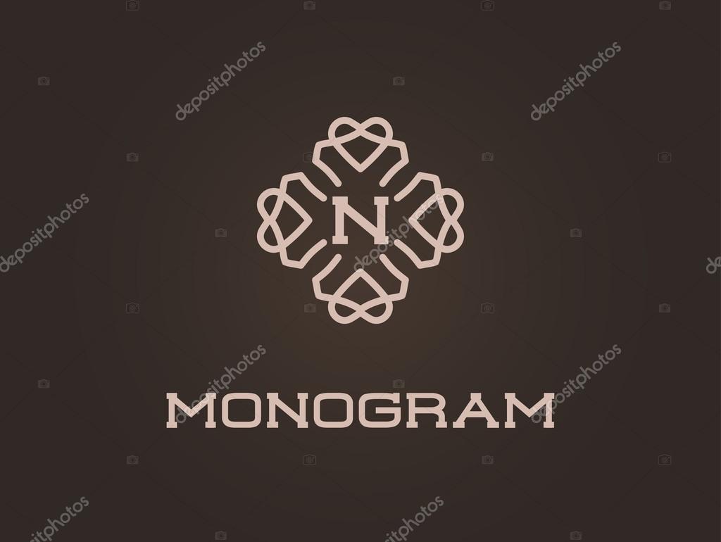 Compact Monogram Design Template with Letter N. Vector Illustration Premium Elegant Quality
