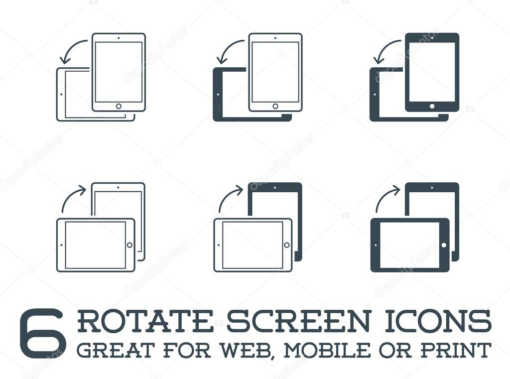 Rotate Smartphone or Tablet Icons Set