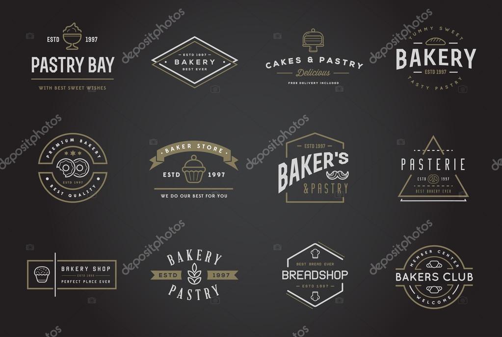 Set of Vector Bakery Pastry Elements and Bread Icons Illustration can be used as Logo or Icon in premium quality