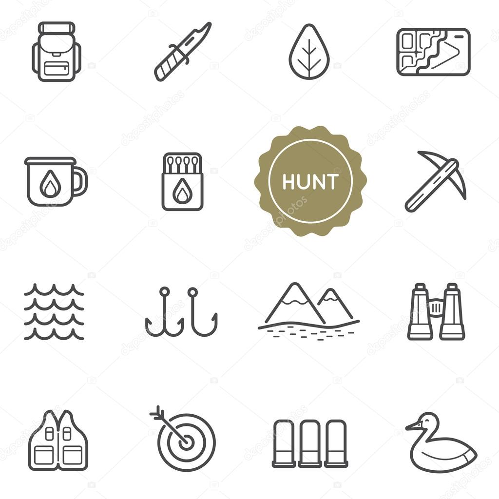 Set of Outdoor Hunting Elements