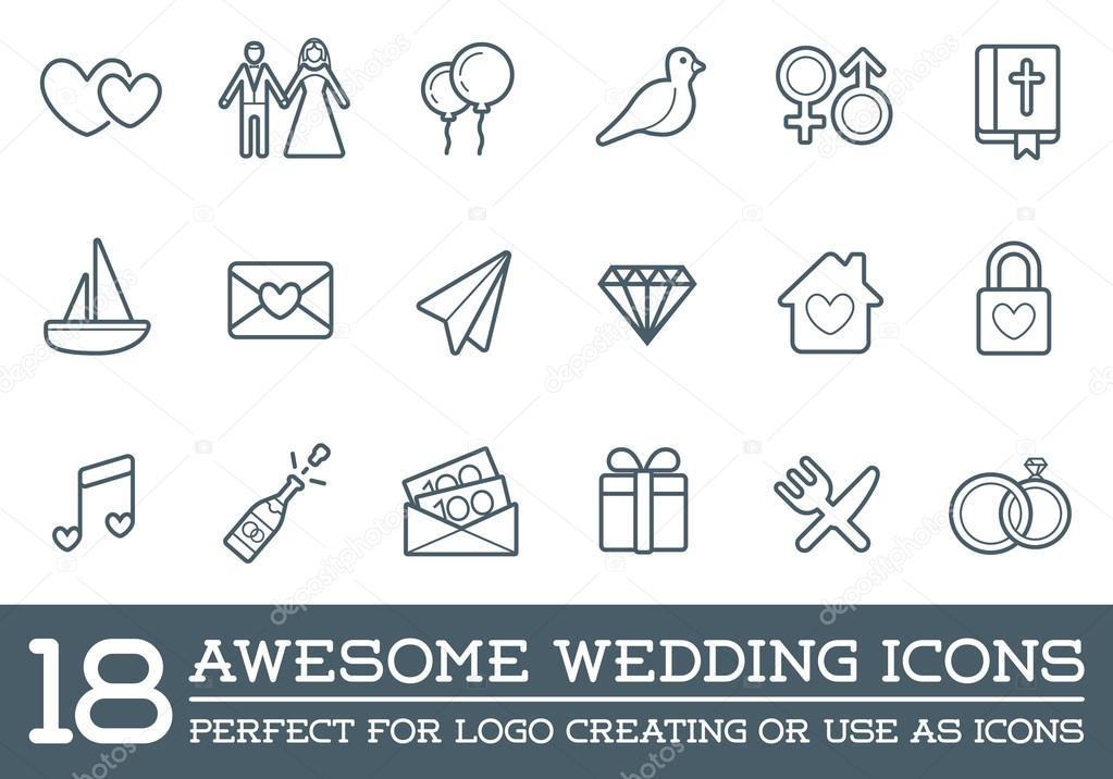 Set of Vector Wedding Love Elements