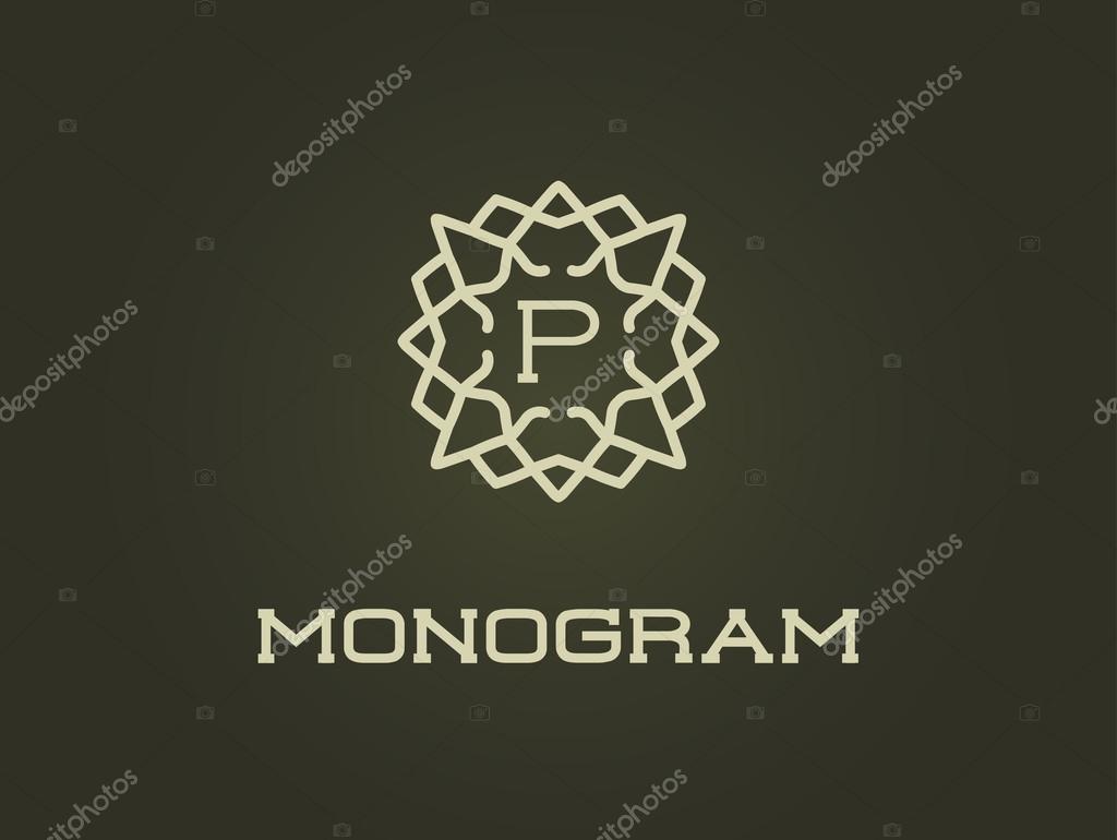 Compact Monogram Design Template with Letter P. Vector Illustration Premium Elegant Quality