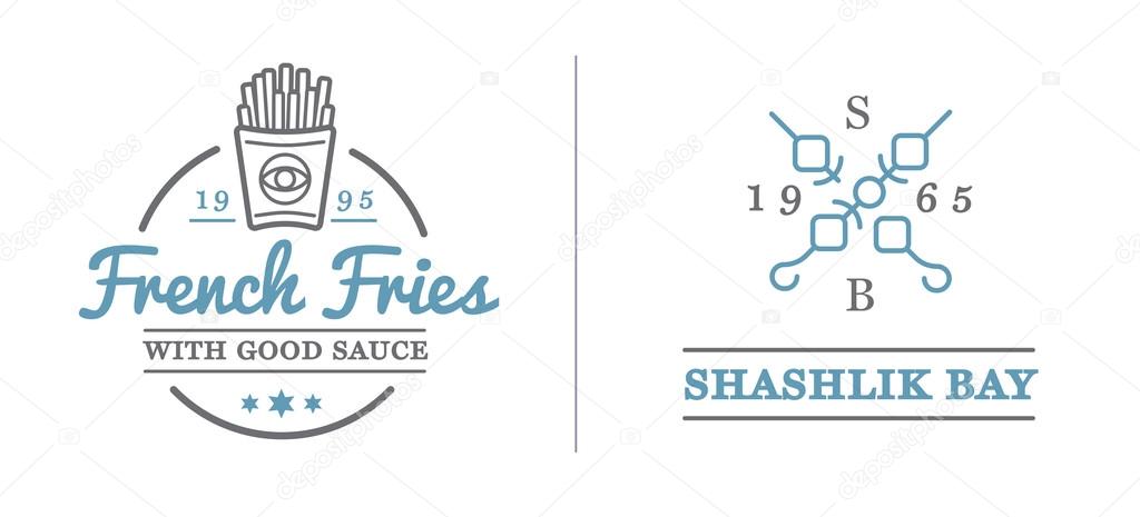 Set of Vector Fastfood Fast Food Elements Icons and Equipment as Illustration can be used as Logo or Icon in premium quality