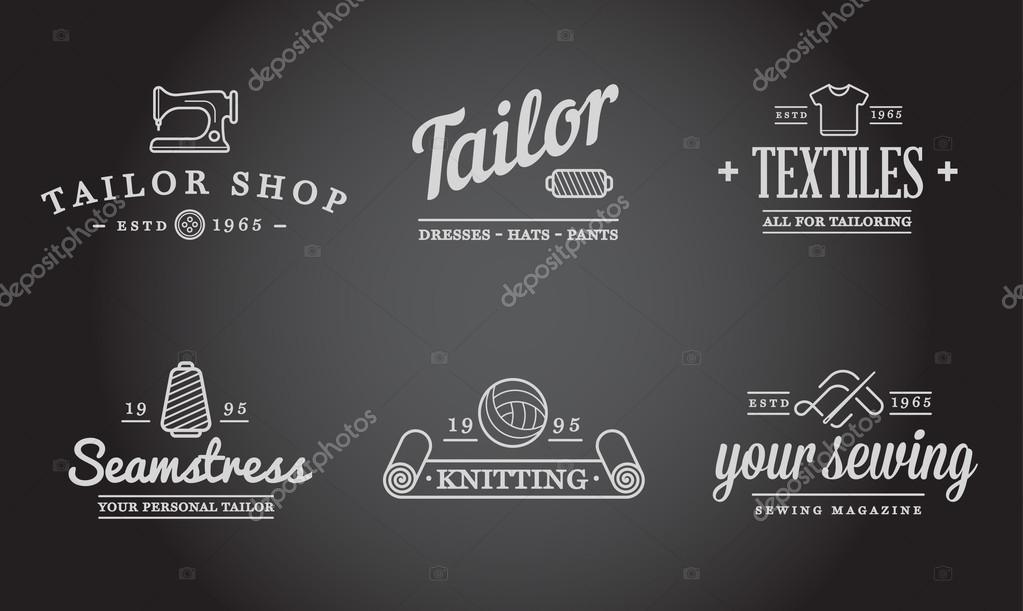Set of Vector Tailoring Tailor Sew Elements and Sewing Knitting Illustration can be used as Logo or Icon in premium quality