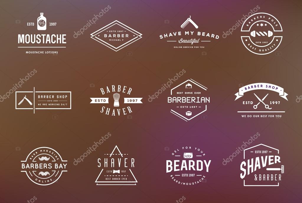 Set of Vector Barber Shop Elements and Shave Shop Icons Illustration can be used as Logo or Icon in premium quality