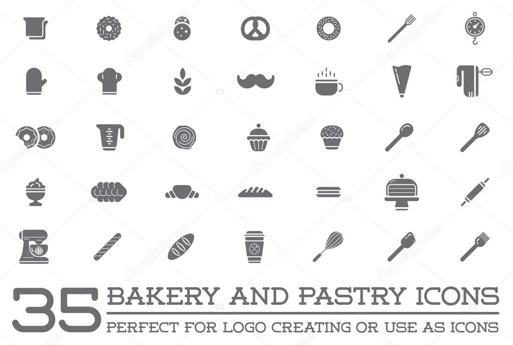 Bakery Pastry Elements and Bread Icons