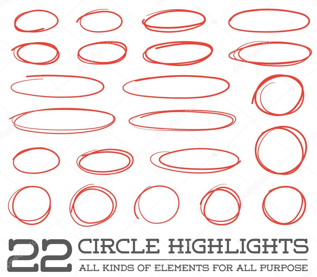 Red Hand Drawn Circles Set