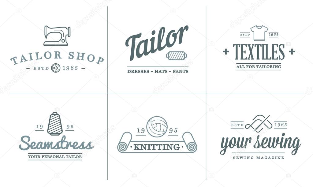 Set of Vector Tailoring Tailor Sew Elements and Sewing Knitting Illustration can be used as Logo or Icon in premium quality