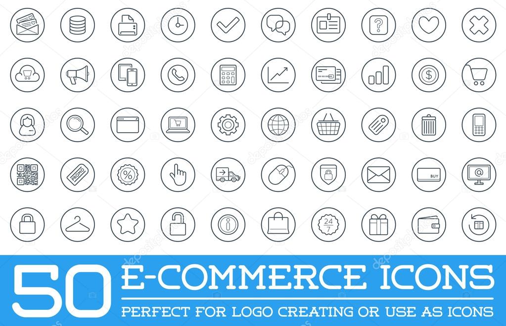E-Commerce Icons Shopping and Online