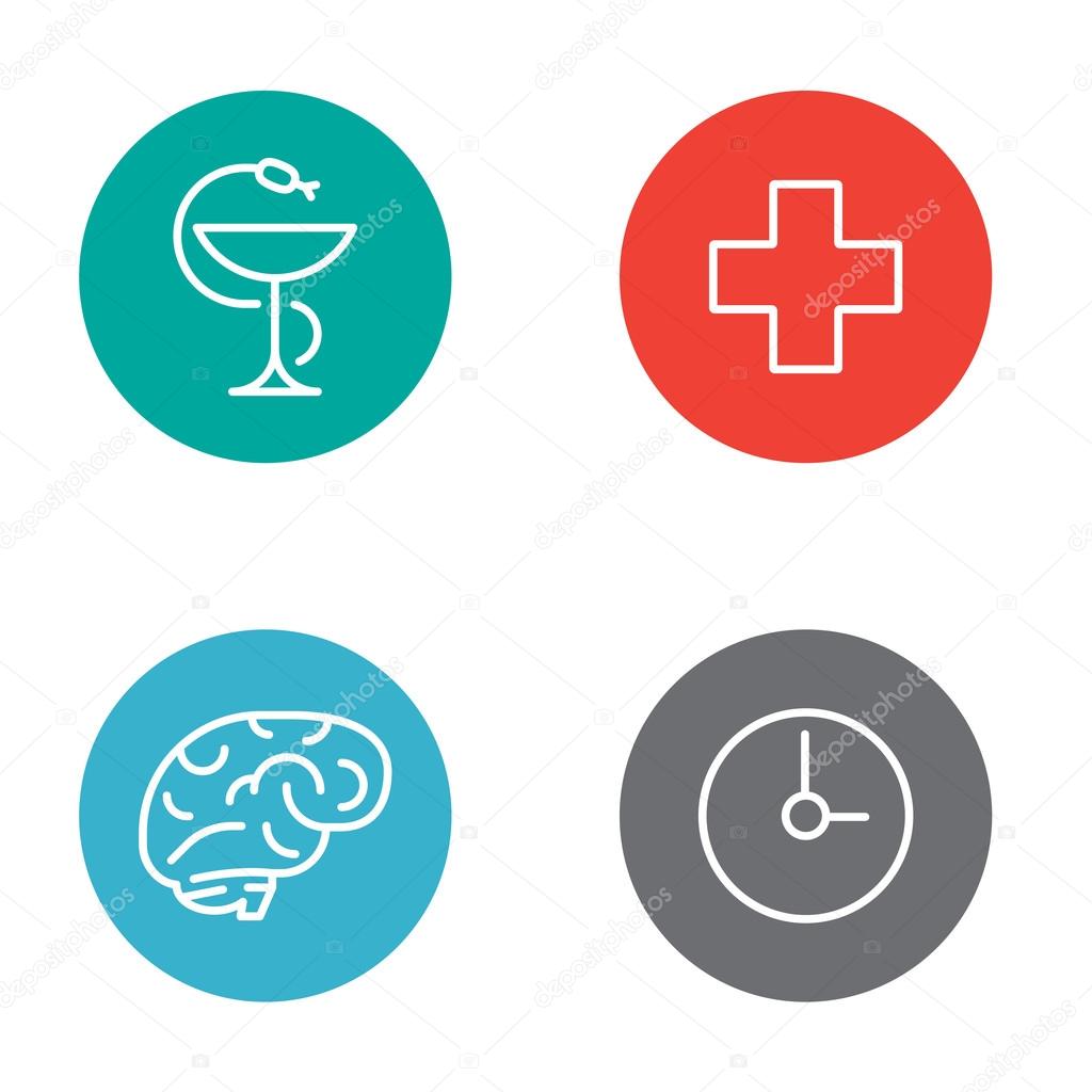 Round Circle Medical Buttons with Icons