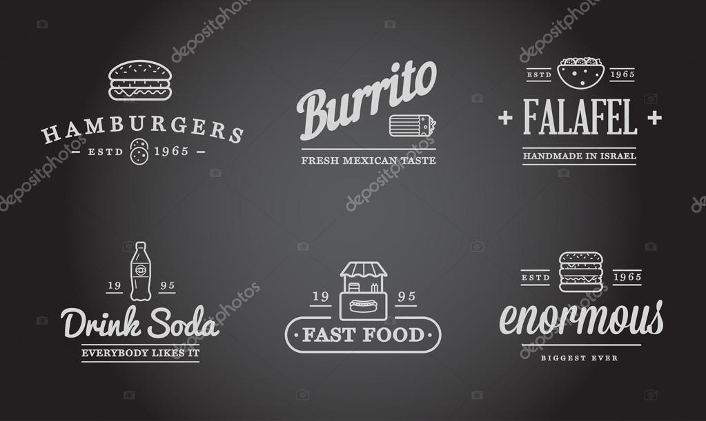 Set of Vector Fastfood Fast Food Elements Icons and Equipment as Illustration can be used as Logo or Icon in premium quality