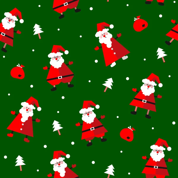 Χωρίς ραφή πρότυπο διάνυσμα με αστεία Santa ρήτρες, τσάντα με prese — Διανυσματικό Αρχείο