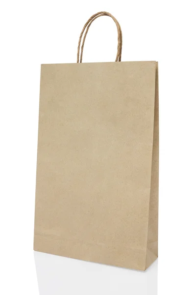 stock image Blank brown paper bag on white background include path