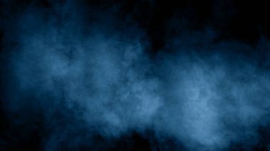 Şeffaf arkaplanda sis var. Mavi dumanlı sis dokusu. Soyut Bulut. Sisli sis resmi örtüyor