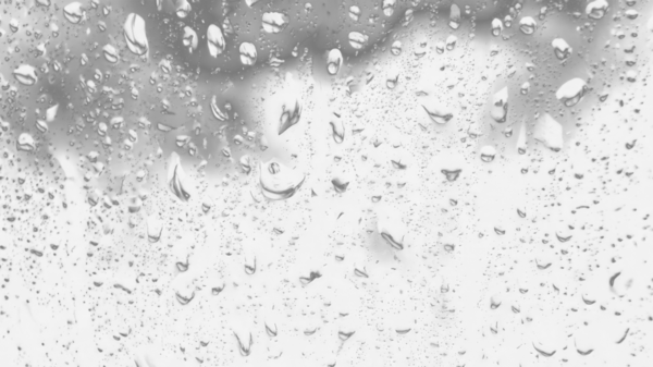 Islak cam. Su damlacıkları. Kapalı camlara yağmur damlaları düşer. Seçici odak siyah ve beyaz
