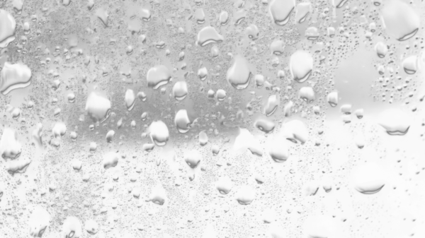 Islak cam. Su damlacıkları. Kapalı camlara yağmur damlaları düşer. Seçici odak siyah ve beyaz