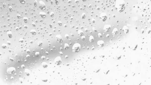 Islak cam. Su damlacıkları. Kapalı camlara yağmur damlaları düşer. Seçici odak siyah ve beyaz