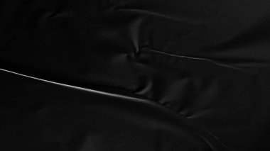 Yapıştırılmış kağıt dokusu. Buruşuk ve buruşuk yüzey düz siyah kağıt poster arka planı. Model için buruşuk ıslak kağıt