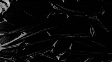 Plastik ambalaj dokusu siyah arkaplan üzerinde kaplama etkisi. Gizlenmek için plastik kolları küçült. Beyaz plastik