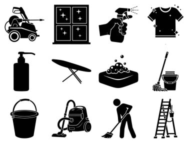 Ev temizliği Icons set, basit tarzı
