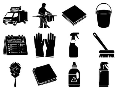 Temizlik Icons set, basit tarzı