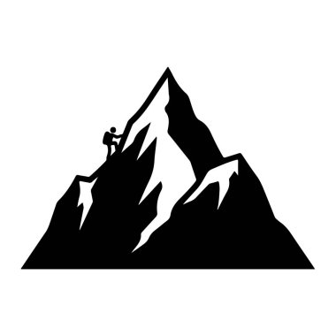 Beyaz arka planda izole edilmiş dağ silueti. Vektör illüstrasyonu 10.