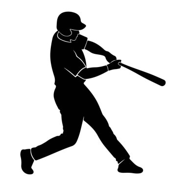 Beyzbol silueti ve sopa. vektör illüstrasyonu.