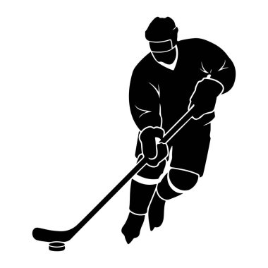 Hokey oyuncusu iş başında. vektör illüstrasyonu