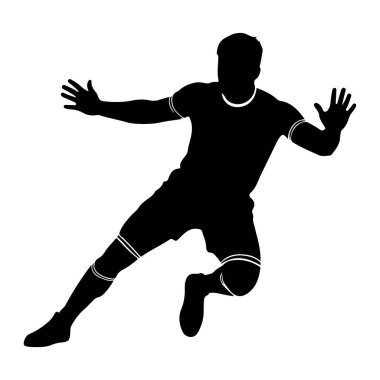 Futbolcu ile bir adamın vektör silueti.