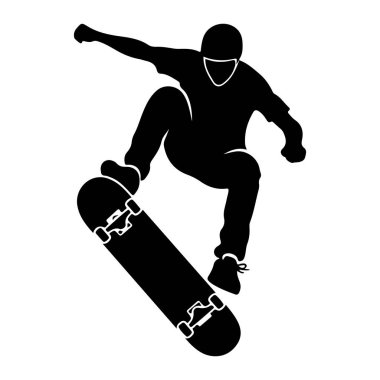 Bir kaykaycı silüeti. Vektör çizim