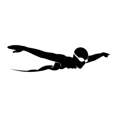 Beyaz arka planda dalgıç kıyafetli bir adamın siyah silueti..