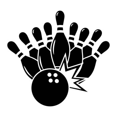 Bowling lobutları ve bowling topu simgesi, basit vektör illüstrasyonu