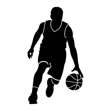 Basketbol oynayan adamın vektör silueti