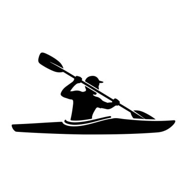 Beyaz arka planda kanodaki bir kadının vektör silueti