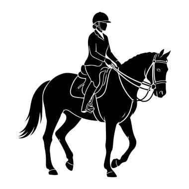 Beyaz arka planda binicisi olan at