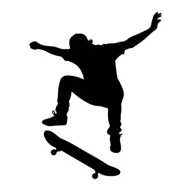 Beyaz arkaplanda kaykaycı silueti