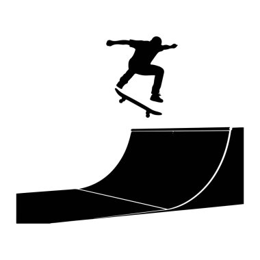 Kaykaylı bir kaykaycının silueti.