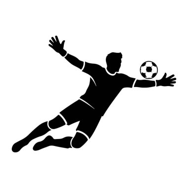 Beyaz arkaplanda futbol oyuncusunun silueti eylem halinde