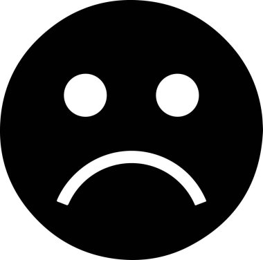 Üzgün bir yüzün basit, minimalist siyah beyaz hali. Yüz, gözleri temsil eden iki küçük beyaz daire ve kaşlarını çatmayı temsil eden aşağı doğru eğimli beyaz bir çizgi ile daireseldir. Genel olarak temiz ve açık, bir üzüntü hissi ya da...