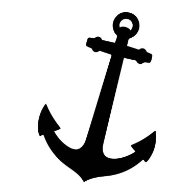 Sade beyaz bir arkaplana karşı sette yüzüğü olan basit bir siyah çapa. Çapanın uzun bir dikey mili, yatay çapraz çubuğu ve altında iki kıvrımlı kancası olan bir klasiği vardır. Ayrıntıları olmayan koyu siyah bir siluet.