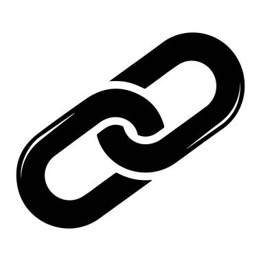 Parlak metalik görünümlü tek bir siyah zincir halka düz beyaz bir zemin üzerine kuruludur. Bağlantı basit ve cesur bir şekilde yansıtıcı bir yüzeyi işaret eden görünür bir gölgeyle resmedilmiştir. Bağlantı aşağıdan çapraz yönelimlidir