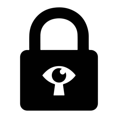 Beyaz gözlü ve anahtar delikli siyah bir asma kilit beyaz bir arkaplan üzerine kuruludur. Asma kilidin yuvarlak dikdörtgen bir gövdesi ve U şeklinde bir prangası var. Göz, kalın beyaz bir dış hatları ve siyah bir gözbebeği ile stilize edilmiştir. Anahtar deliği gözün altında.