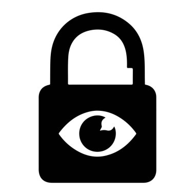 Önünde beyaz bir göz olan siyah bir asma kilit sade beyaz bir zemin üzerine kuruludur. Asma kilit, yuvarlak köşeli ve açık prangalı basit, düz bir şekilde tasvir edilir. Göz, siyah gözbebeği ve irisi olan, stilize olmuş, beyaz bir şekildir.