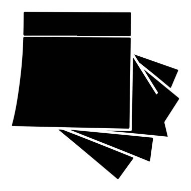 Düz beyaz arkaplanda beyaz çizgileri olan bir yığın siyah kağıt. Çarşaf daha küçük bir dikdörtgen ile dikdörtgendir, diğer çarşaflar düzensiz bir şekilde şekillenir ve üst üste biner, bu da derinlik hissi yaratır. Kompozitosu.