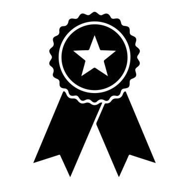 Rosette tarzı bir kurdelenin basit siyah ve beyaz bir resmi dalgalı kenarlı siyah bir kolye ve ortasında beyaz bir yıldız, beyaz bir daire ile çevrili. Tespihin altından sarkan iki siyah kurdele. Arkaplan düz beyaz.